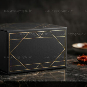 طراحی موکاپ جعبه زعفران صادراتی با هوش مصنوعی راتاگراف
